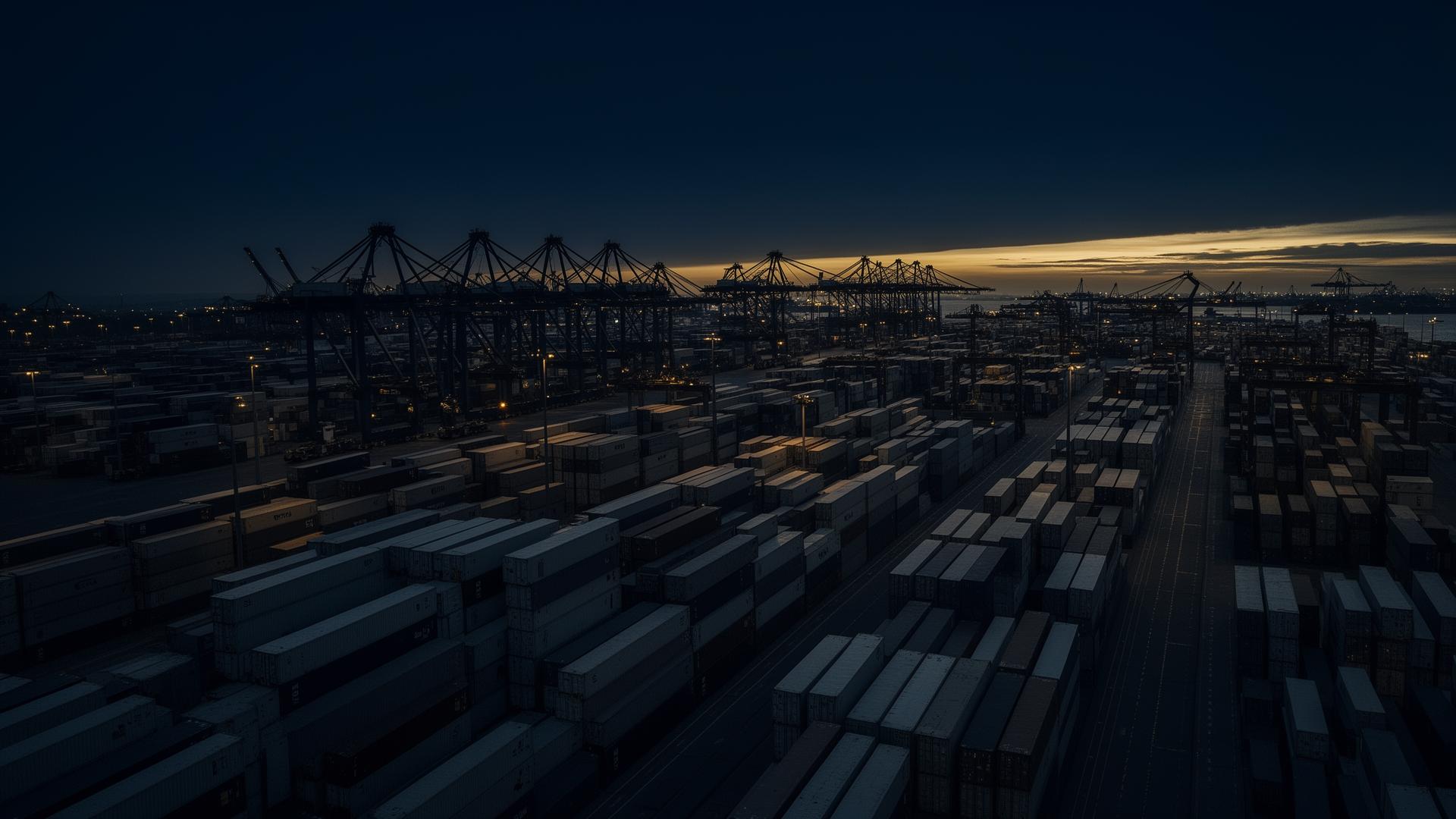 U.S. container port at twilight